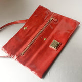 Dooney & Bourke Red Patent Leather Fold-over Clutch Shoulder Bag