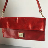 Dooney & Bourke Red Patent Leather Fold-over Clutch Shoulder Bag