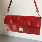 Dooney & Bourke Red Patent Leather Fold-over Clutch Shoulder Bag