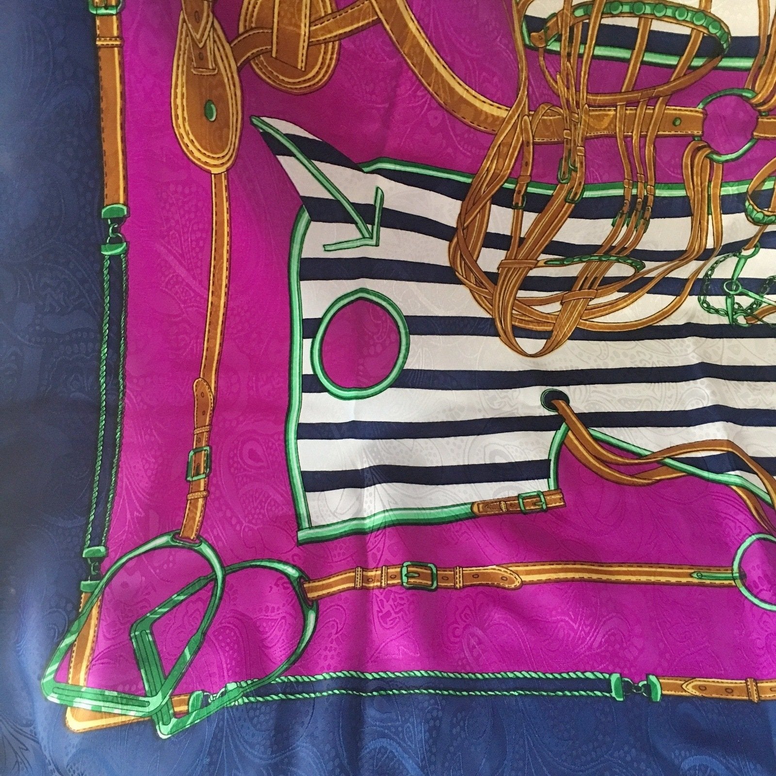 Equestrian Colorful Metallic Scarf Vintage Accessory