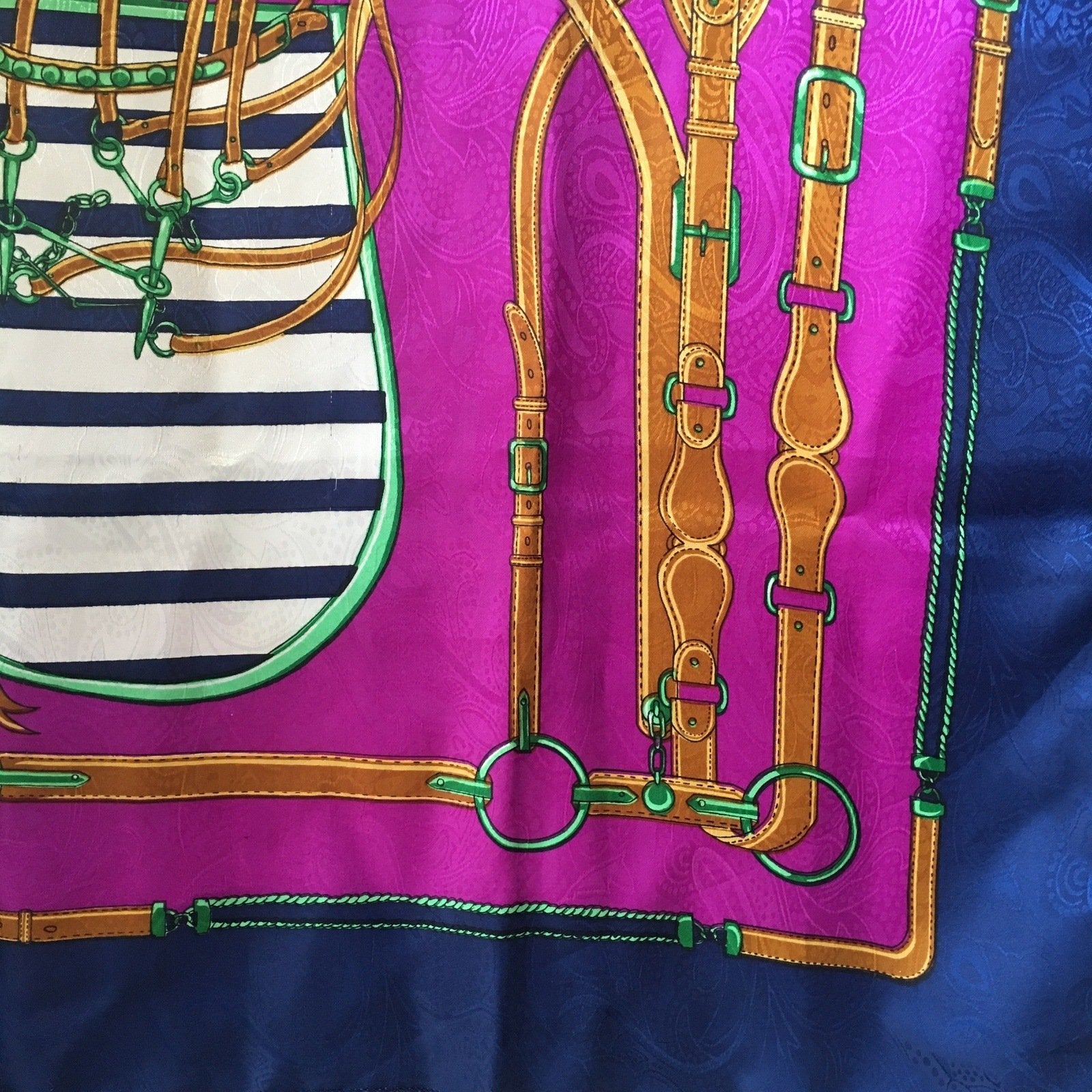 Equestrian Colorful Metallic Scarf Vintage Accessory