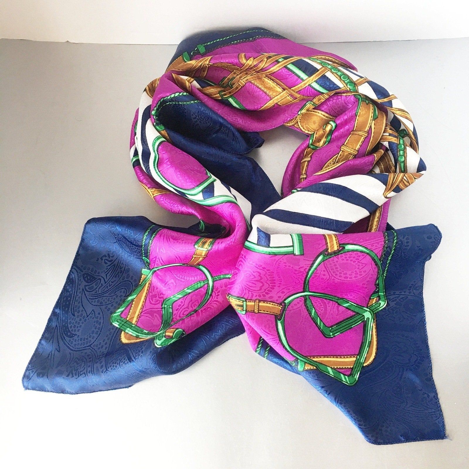 Equestrian Colorful Metallic Scarf Vintage Accessory