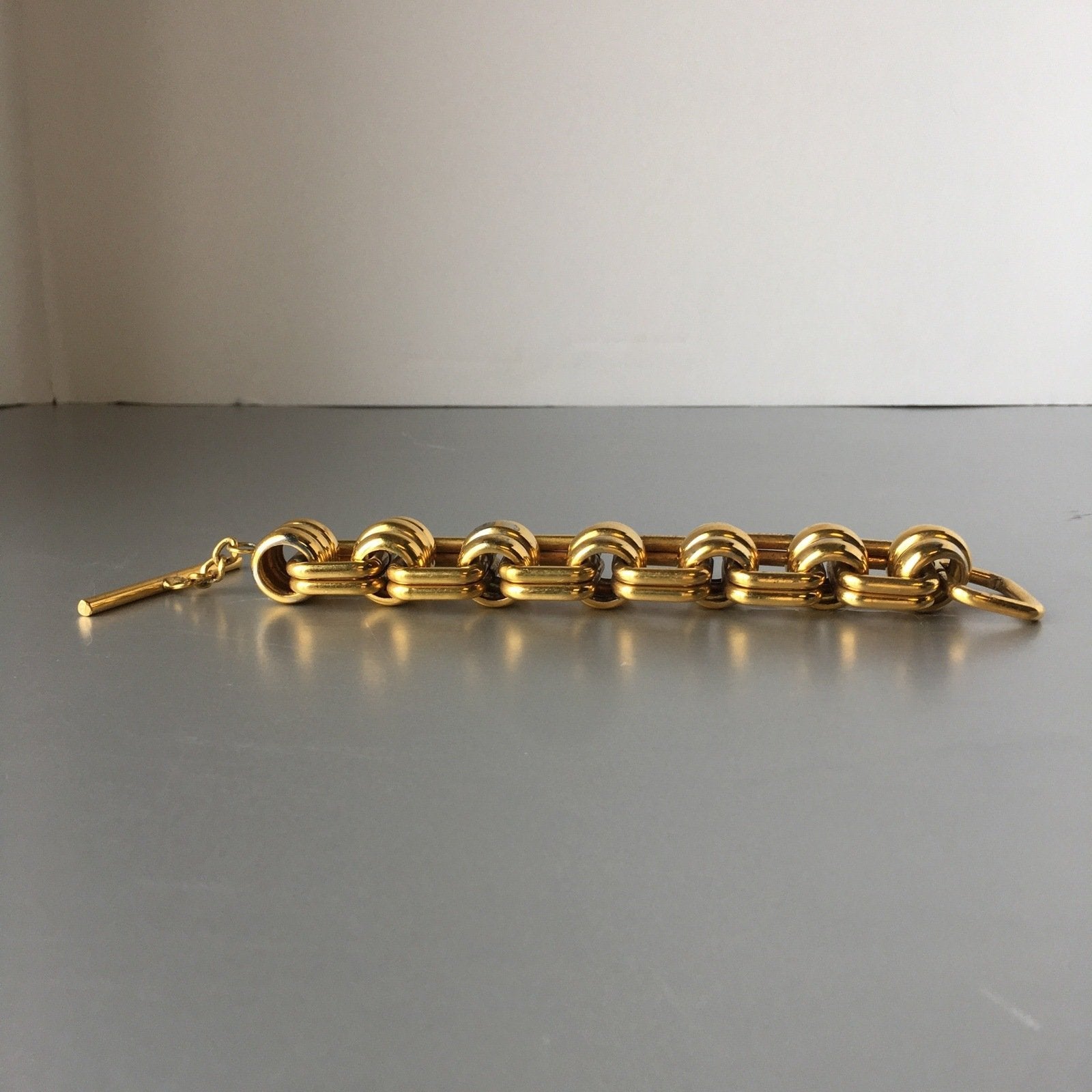 Golden Link Chain Bracelet Vintage Costume Jewelry