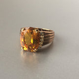 Citrine Yellow Rhinestone Cocktail Ring Contemporary Jewelry