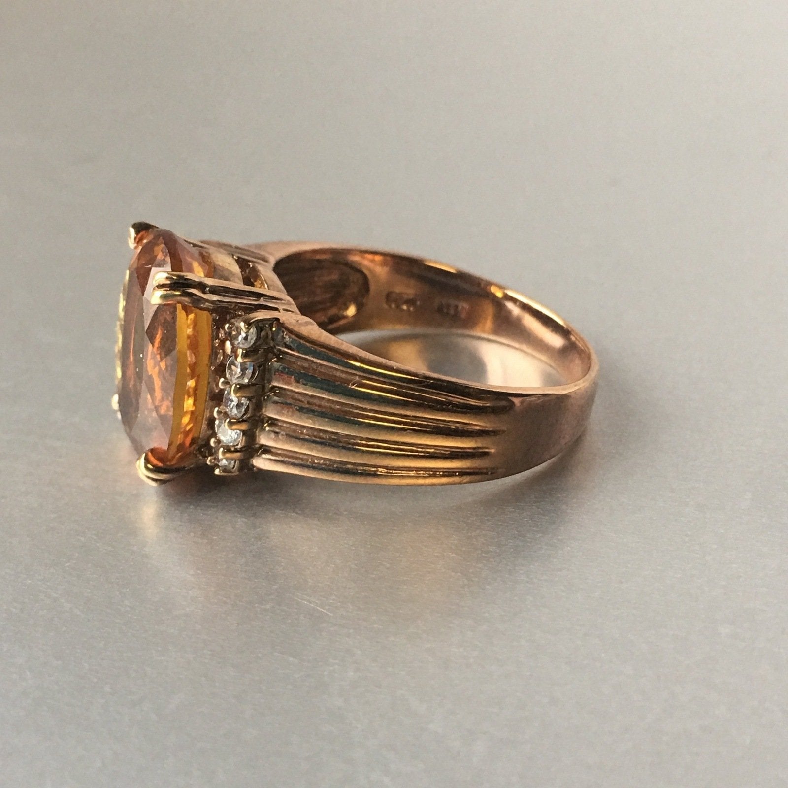 Citrine Yellow Rhinestone Cocktail Ring Contemporary Jewelry
