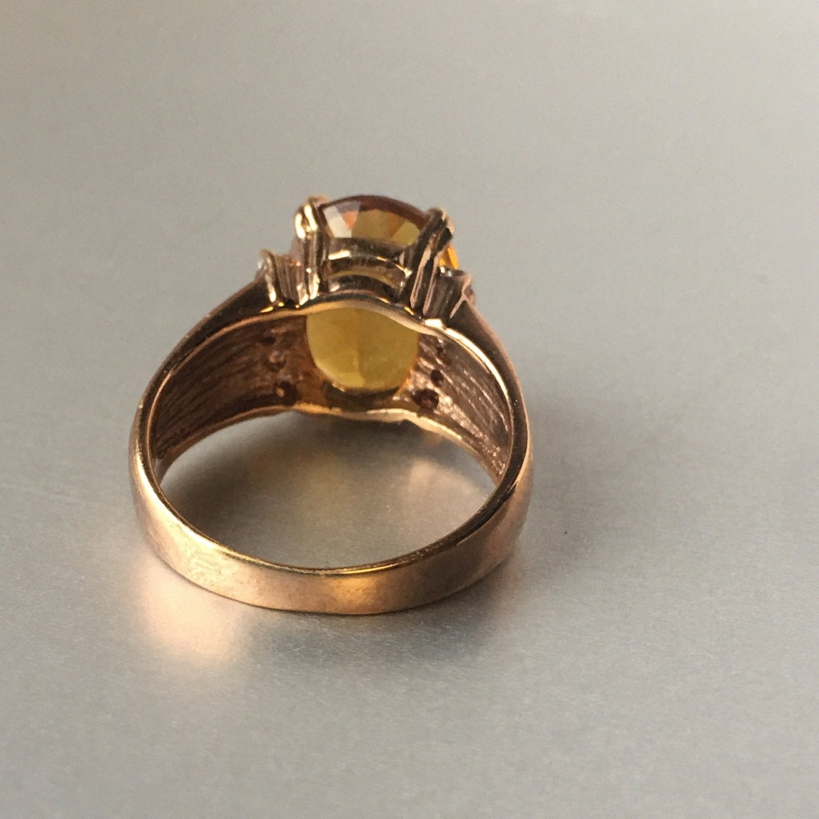 Citrine Yellow Rhinestone Cocktail Ring Contemporary Jewelry
