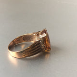 Citrine Yellow Rhinestone Cocktail Ring Contemporary Jewelry