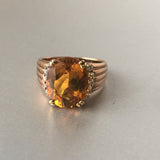 Citrine Yellow Rhinestone Cocktail Ring Contemporary Jewelry