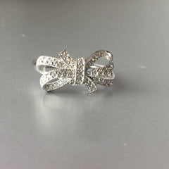 Zirconia Bow Sparkling Ring Contemporary Jewelry