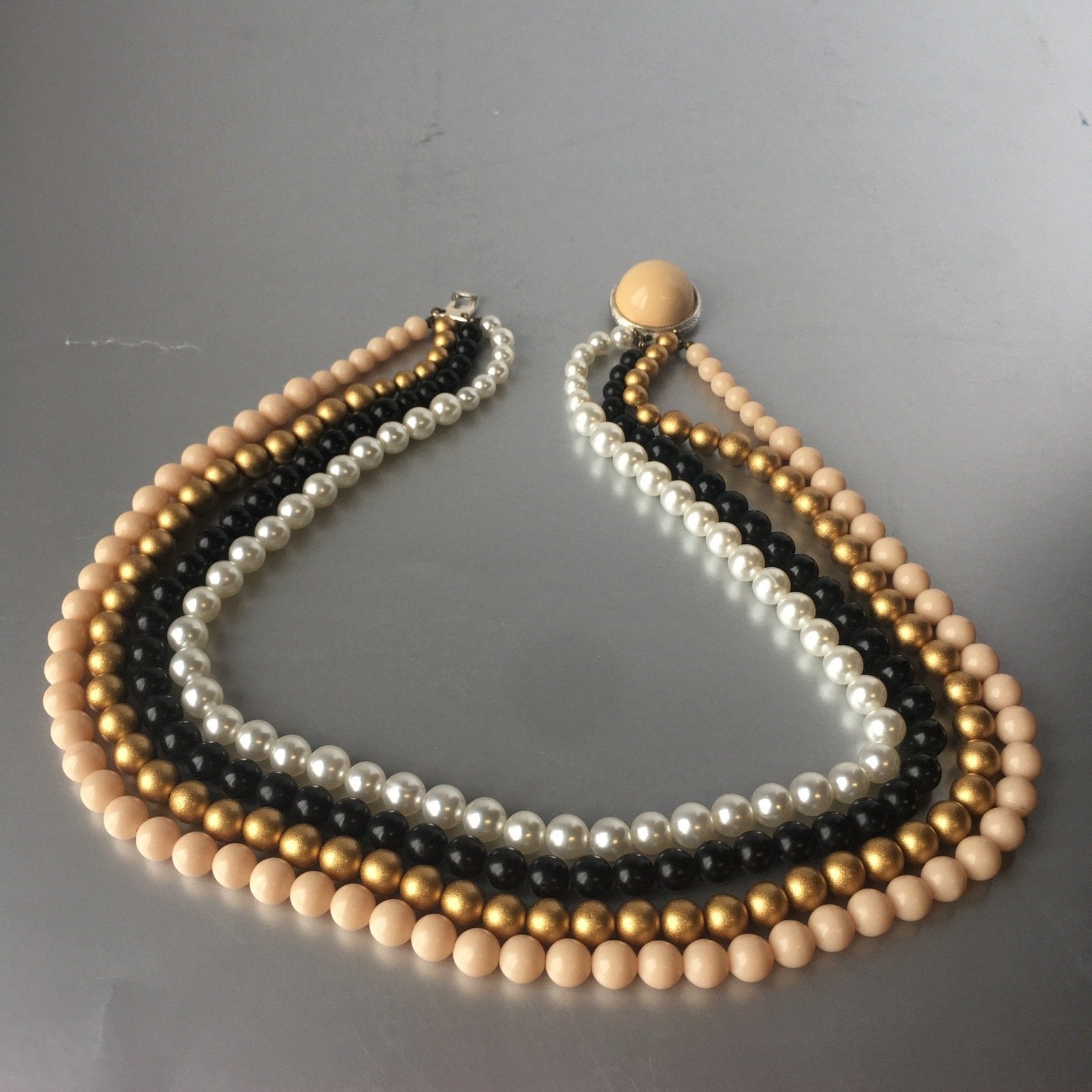 Multi-strand Torsade Beaded Necklace Vintage Jewelry