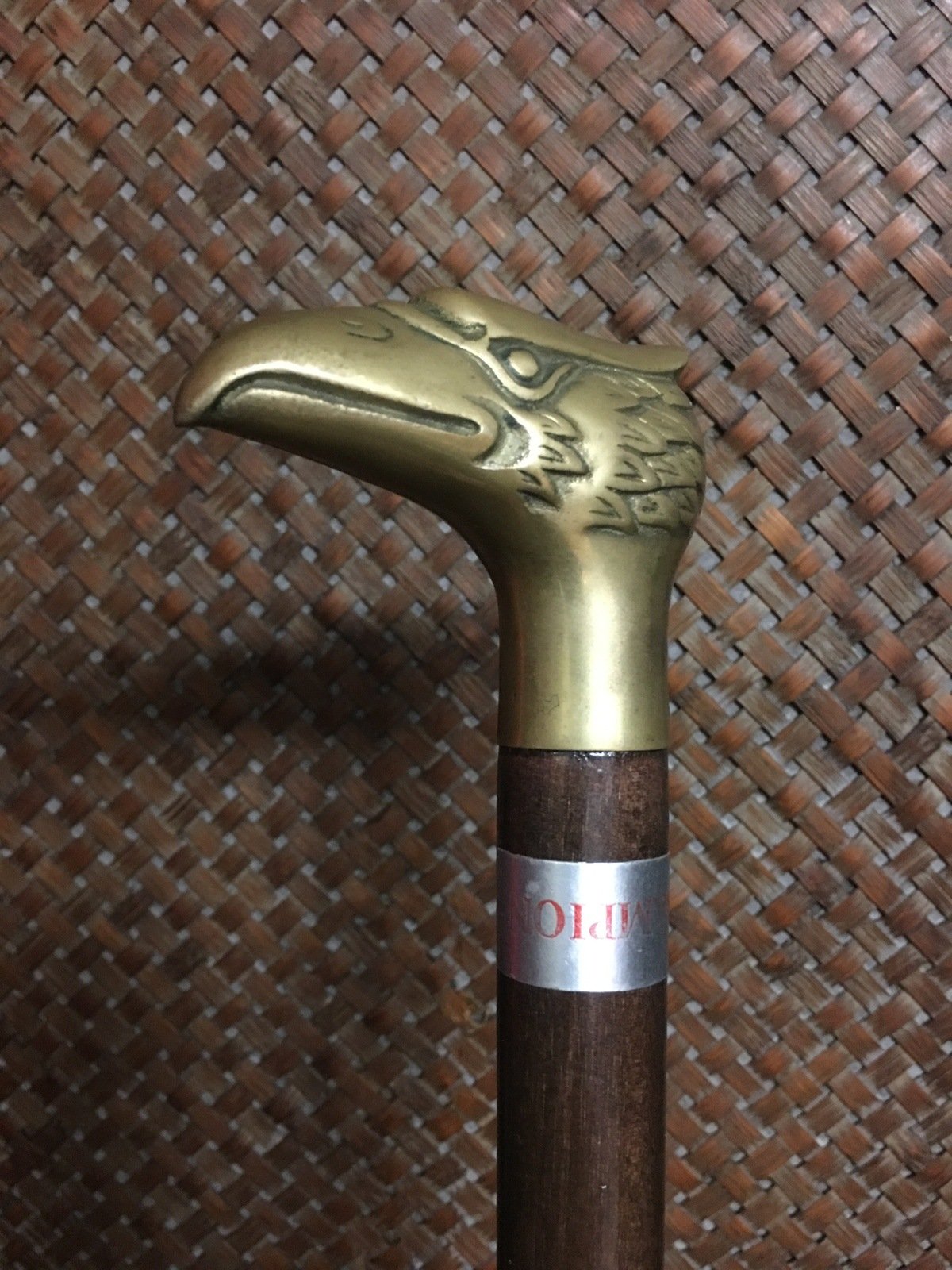 Eagle Bird Brass Walking Cane Wooden Champion Stick Vintage Accessory