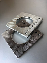 Metallic Modernist Bangle Set of 2 Silver Bracelets Contemporary Jewelry