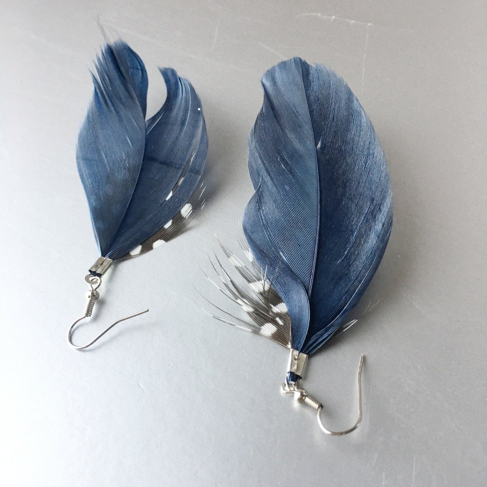 Natural Bird Feather Dangle Earrings Contemporary Jewelry