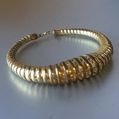 Golden Spirals Metallic Choker Necklace Vintage Jewelry