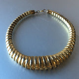 Golden Spirals Metallic Choker Necklace Vintage Jewelry