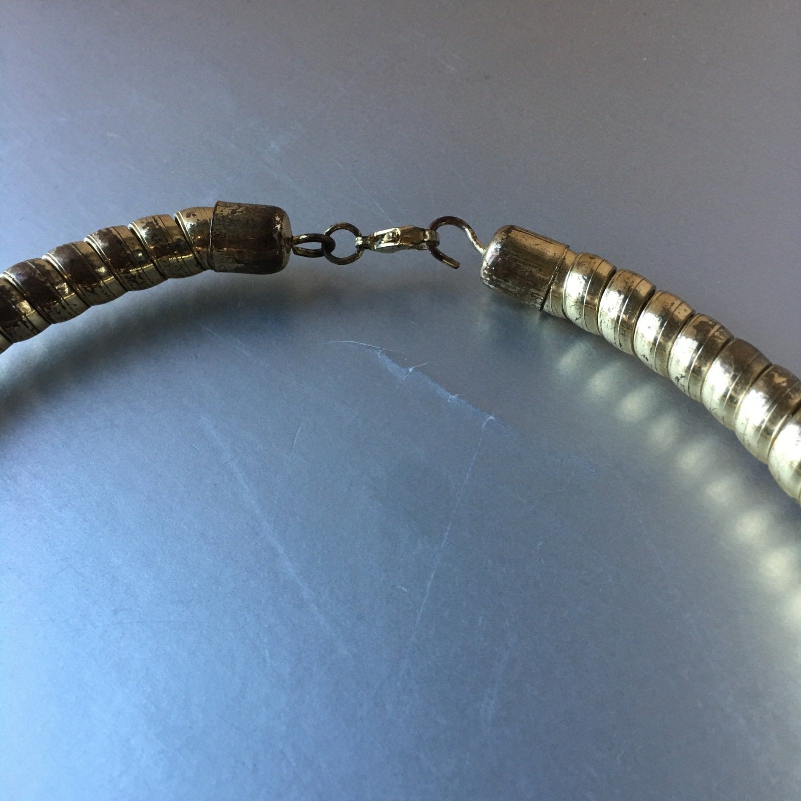 Golden Spirals Metallic Choker Necklace Vintage Jewelry