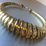 Golden Spirals Metallic Choker Necklace Vintage Jewelry