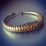 Golden Spirals Metallic Choker Necklace Vintage Jewelry