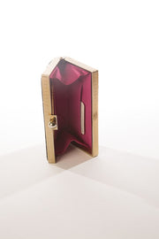 Victorian purse tapestry bag with needlepoint design and golden top comb.