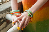 Green Bangle Brushed Golden Stripe Bracelet Vintage Costume Jewelry