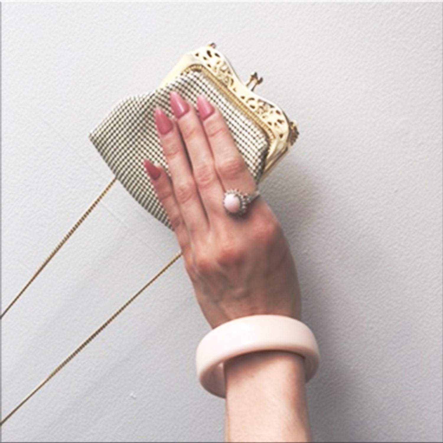 White Mesh Metal Purse Bag Vintage Accessory