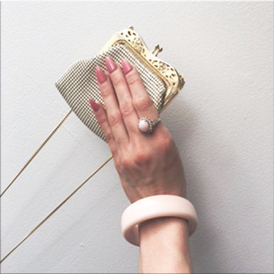 White Mesh Metal Purse Bag Vintage Accessory