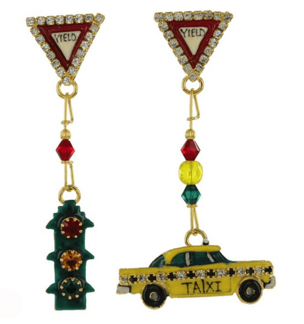 Lunch at the Ritz Taxi Car Dangling Earrings Contemporary Jewelry
