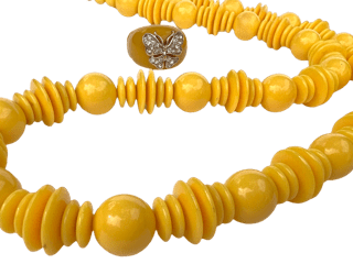 VINTAGE PLASTIC JEWELRY YELLOW NECKLACE