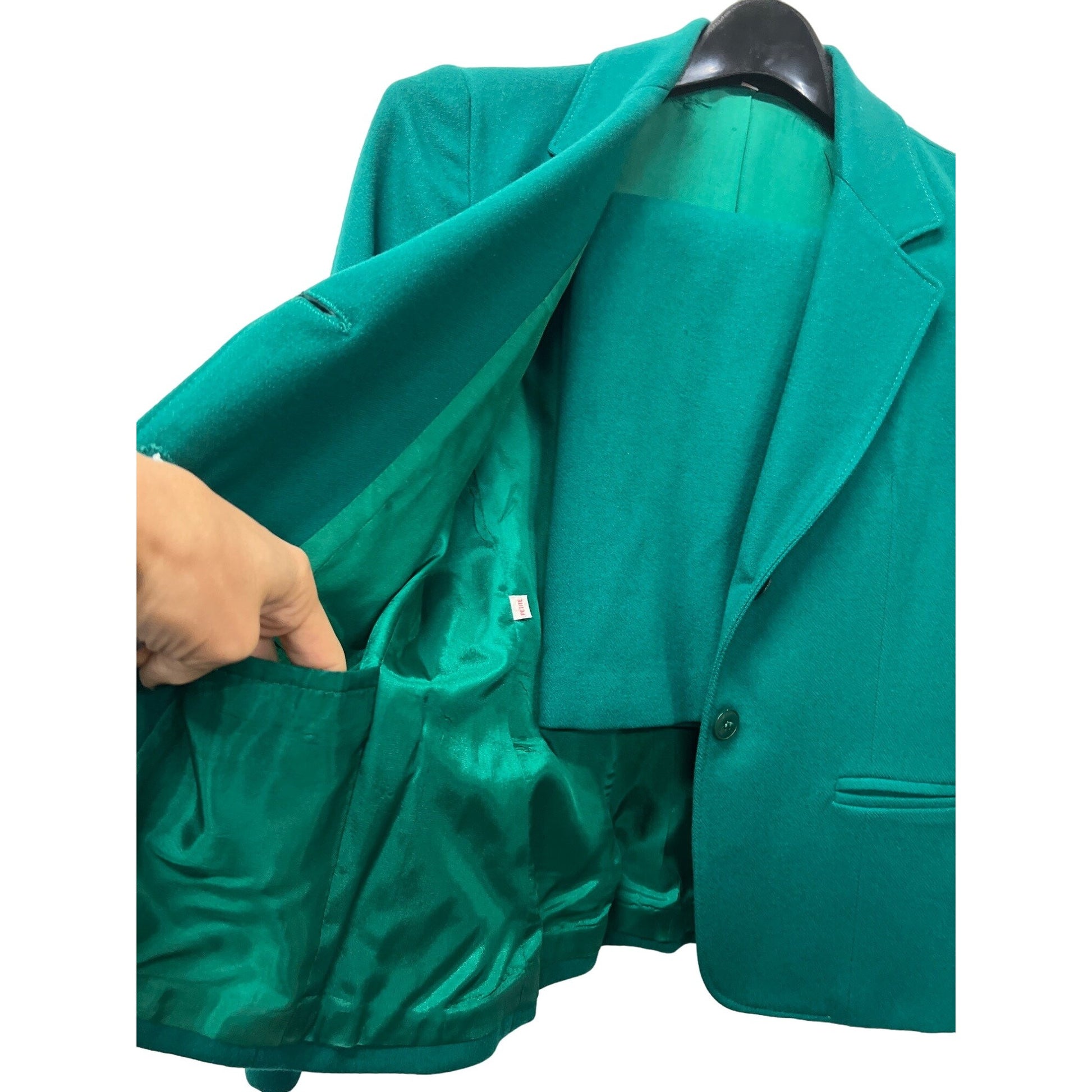 Vintage Andre Barreau New York Green Suit Two-piece Set Skirt Blazer Jacket