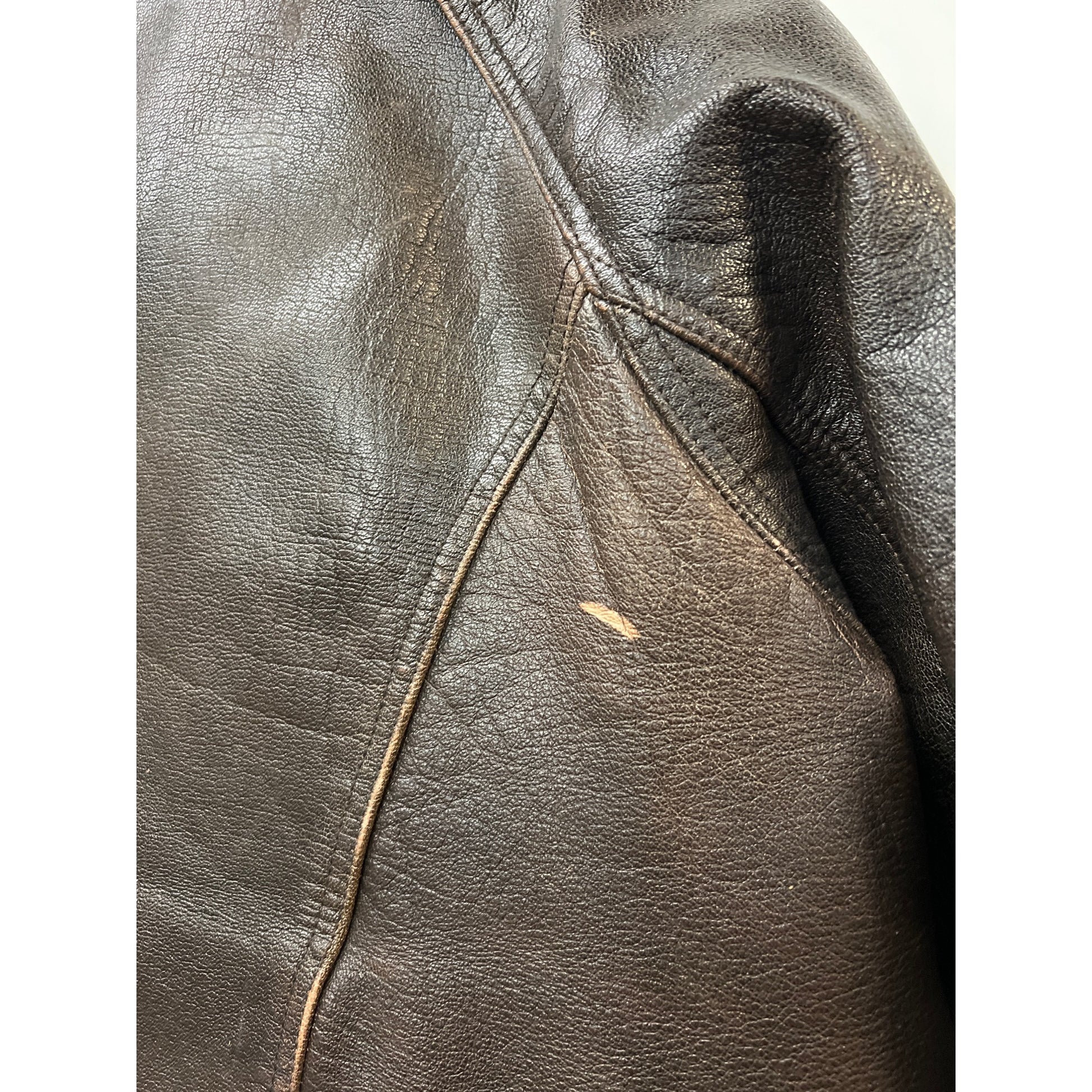 Vintage Leather King Motorcycle Jacket Brown Leather Bomber Biker Coat XL