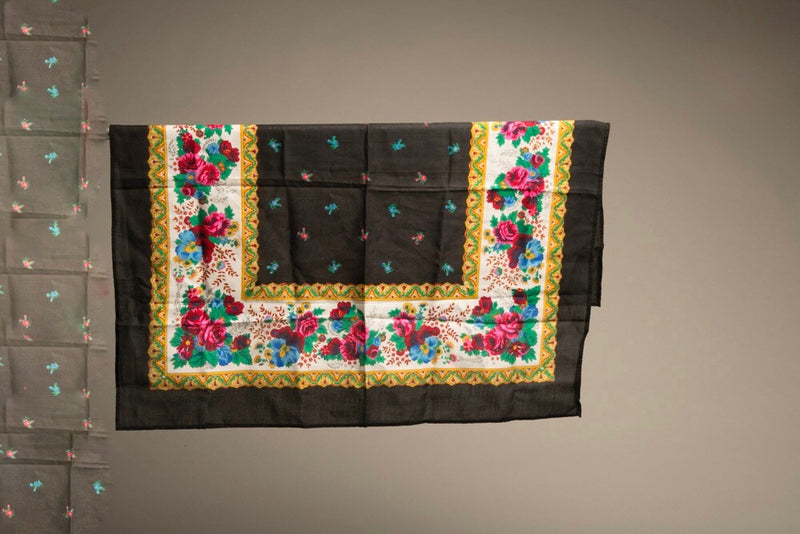 European Shawl Black Floral Scarf Wrap Vintage Accessories