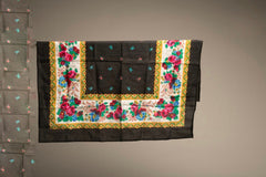 European Shawl Black Floral Scarf Wrap Vintage Accessories