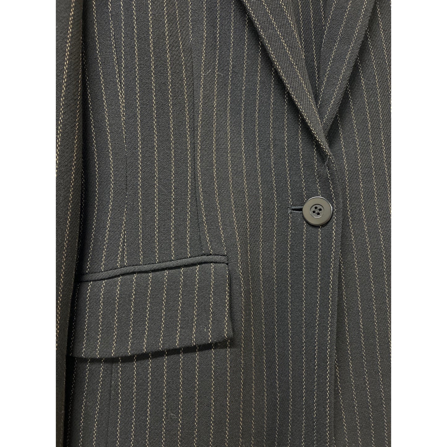 Oscar de la Renta Pinstripe Suit Black Beige Powerful Executive Size 2