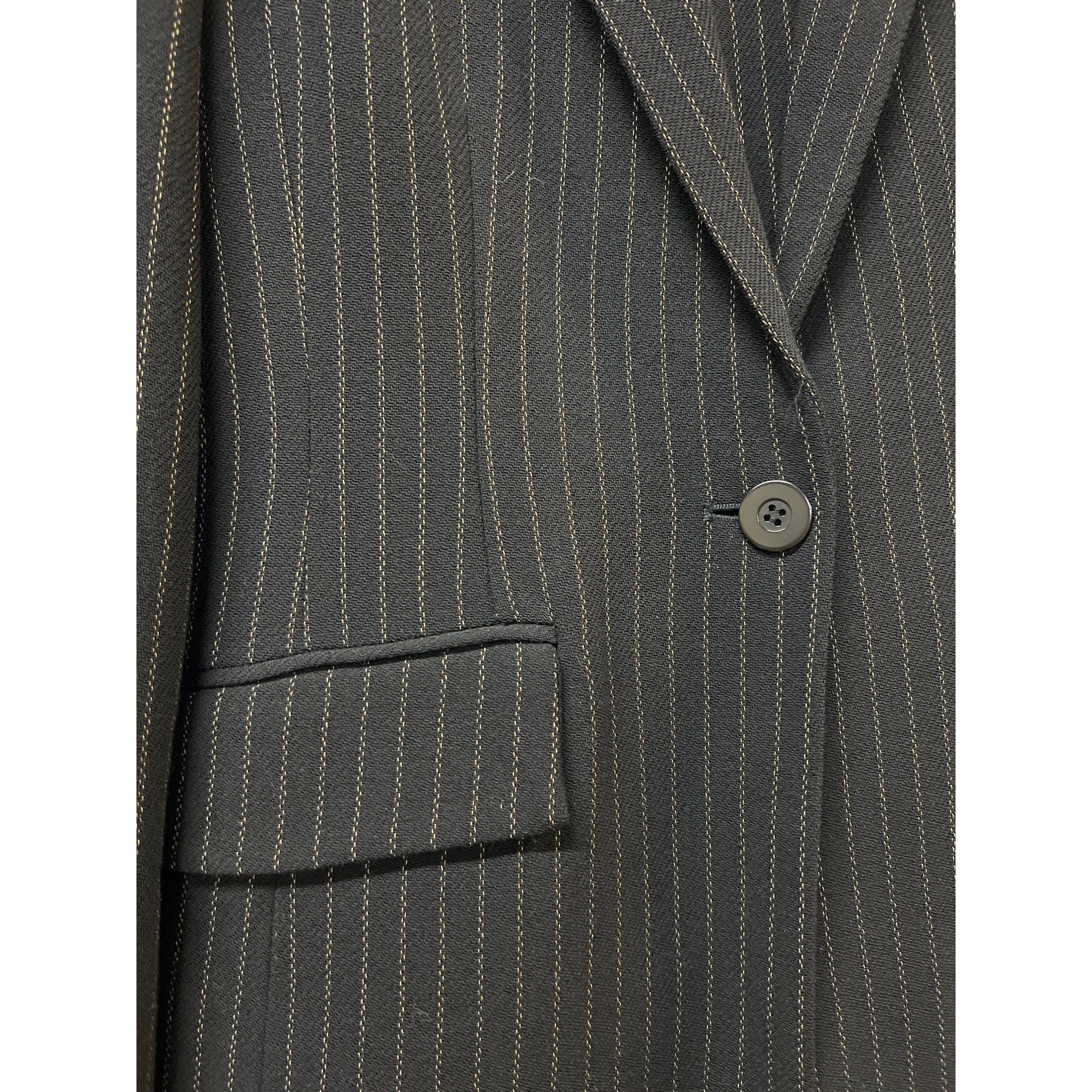 Oscar de la Renta Pinstripe Suit Black Beige Powerful Executive Size 2