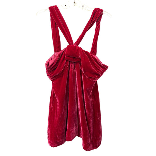 Vintage MJ Marc Jacobs Red Bow Velvet Silk Top