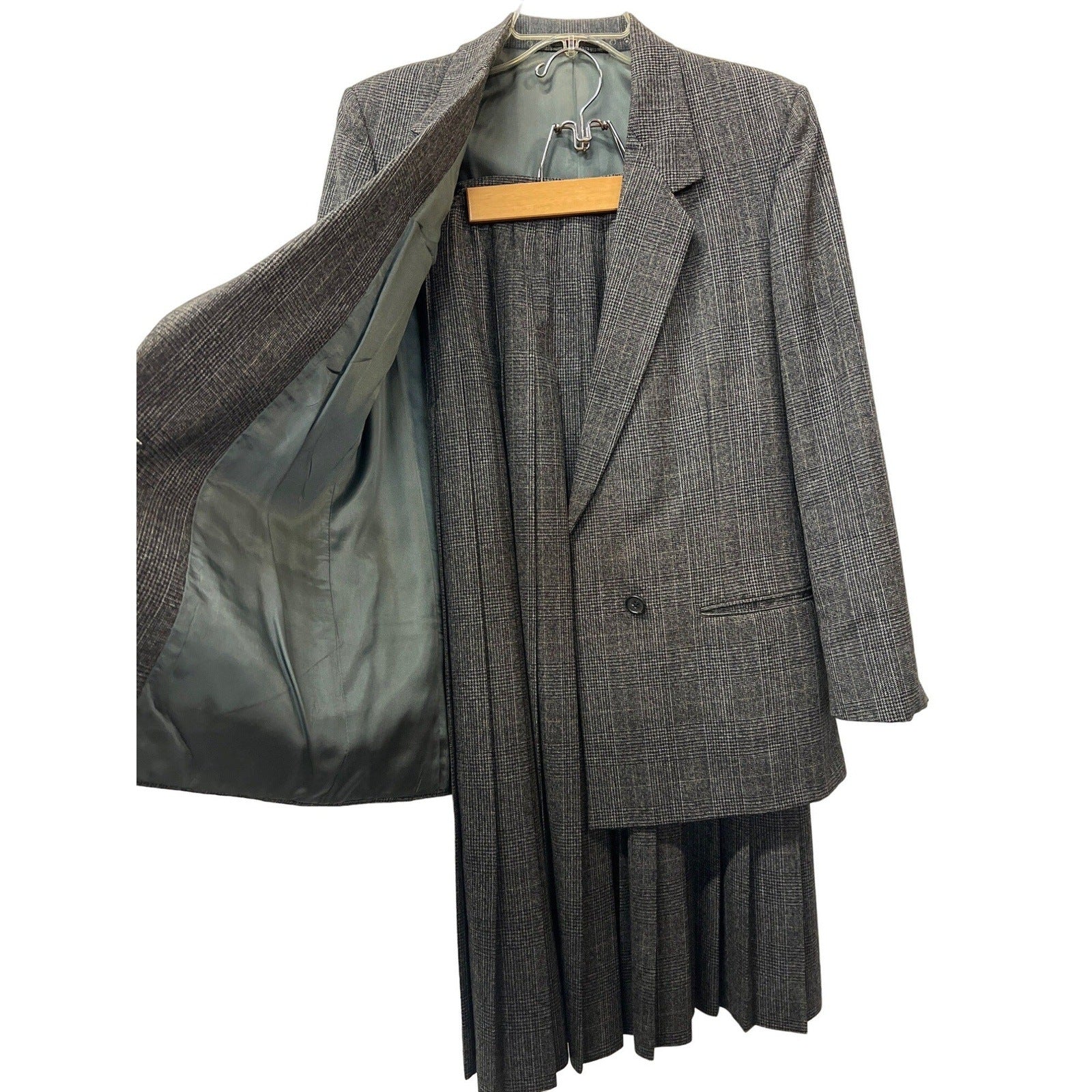 Vintage Huntington Two-piece set Suit Pleated Skirt Oversized Blazer Jacket