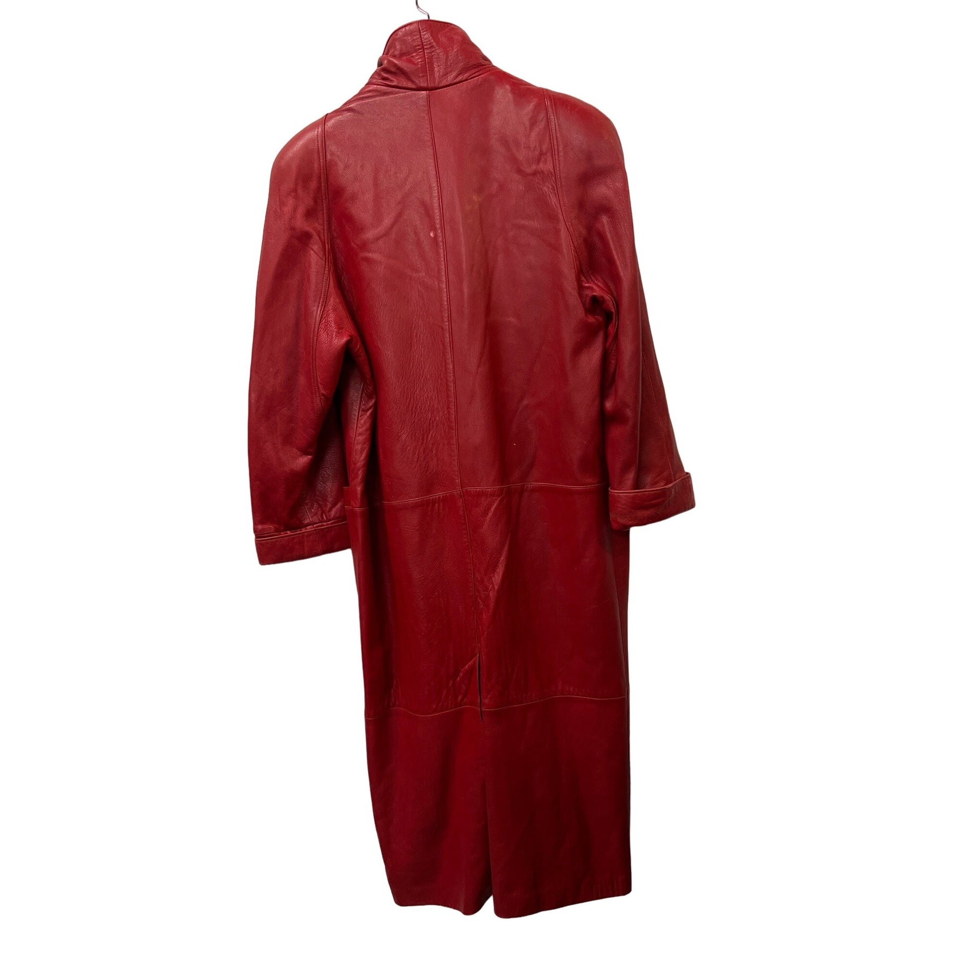 Bruno Ricci Leather Oversized Coat Red Full Jacket