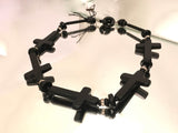 Cinematic Glamour: Angela Caputi Black Resin Cross Design Necklace