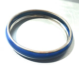 Blue Silver Bangle Bracelet Vintage Plastic Jewelry