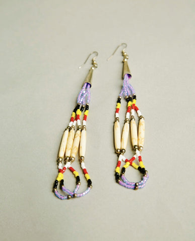 Long Bohemian Beaded Earrings Handmade Jewelry Ethnic Vintage