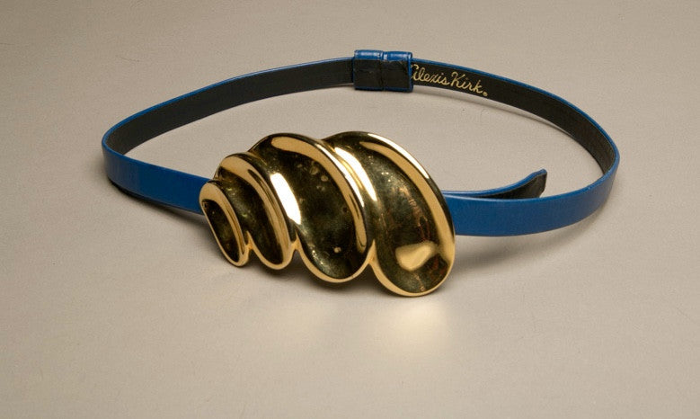 Alexis Kirk's Blue Vision: Fabulous Blue Leather Belt with Golden Buckle