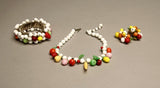 Set of 3 Fruit Salad Bracelet Earrings Necklace Parure Vintage Jewelry