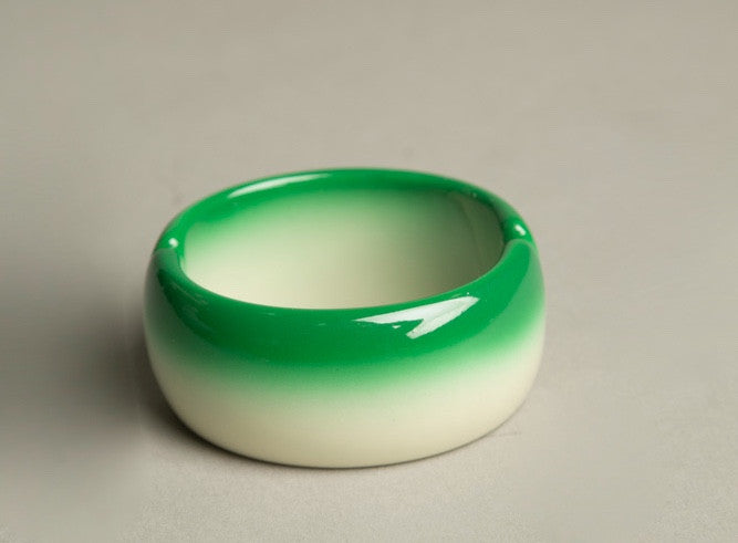 Green Ombre Resin Bangle Hinge Plastic Bracelet Jewelry