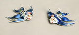 Whimsical Vintage Double Clips Fur Pin Set Fish Novelty Jewelry