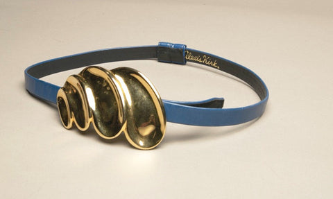 Alexis Kirk's Blue Vision: Fabulous Blue Leather Belt with Golden Buckle