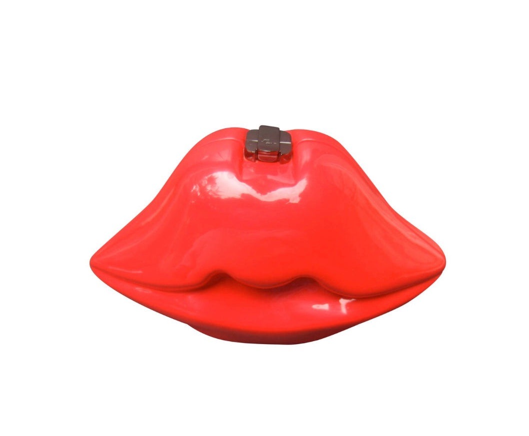 Timmy Woods of Beverly Hills Red Lips Pop Art Clutch Handbag Novelty Bag