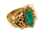 Vintage Gold Green Cocktail Ring