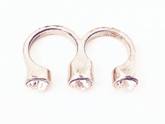 Triple Rhinestones Dual Knuckle Ring Vintage Jewelry