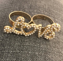 LOVE MINI PEARLS DOUBLE RING