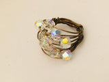 Crystals Cluster Cocktail Ring Handmade Vintage Jewelry